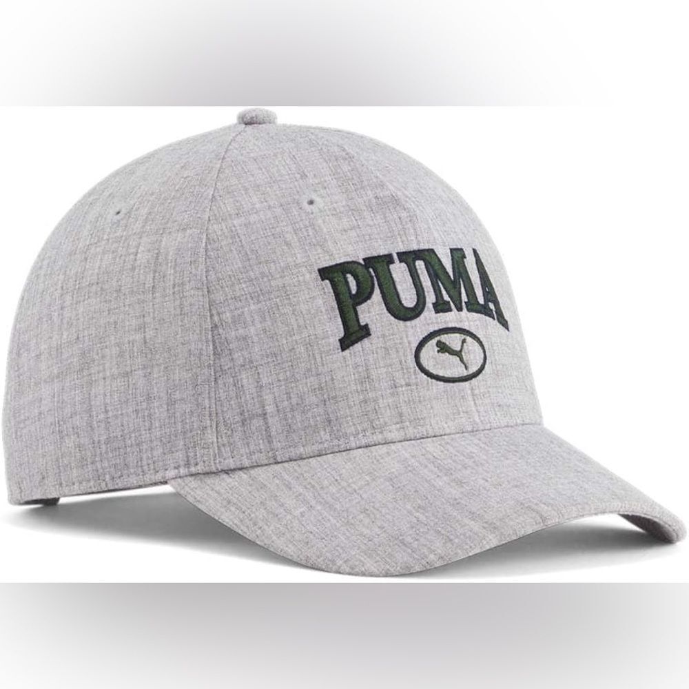 Puma Arch Embroidered Logo Gray Adjustable Hat One Size Fits Most